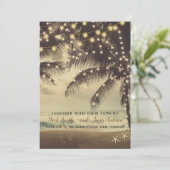 ビンテージ ビーチ オーシャン パーム ツリー & ライト ウェディング 招待状 (スタンド正面)