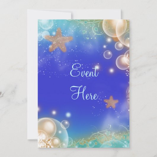 ビンテージ ビーチ シェル エレガント ウェディング 招待状 (正面)