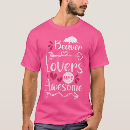 ビンテージ ビーバー 動物 水 Tシャツ (正面)