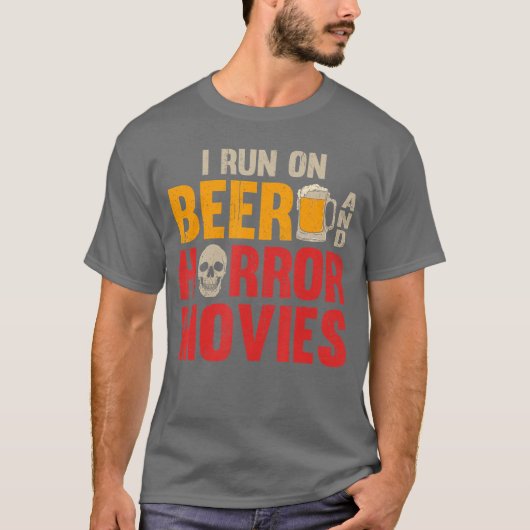 ビンテージ ビールとホラー映画で動く Tシャツ (正面)