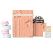 ビンテージ ピンクのレースと色褪せたバラ ラッピングペーパー