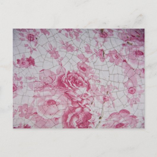 ビンテージ ピンクの花柄 ポストカード (正面)