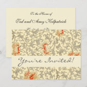 ビンテージ ピンク グレー ボタニカル フローラル 招待状 (正面/裏面)