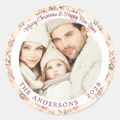 ビンテージ ピンク フラワー オーダーメイド フラット ラウンドシール (正面)