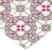 ビンテージ ピンク レッド バルセロナ タイル フラワー リボン テーブルクロス (アングル)