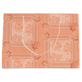 ビンテージ ピーチ レース フェードド ローズ ラージペーパーバッグ (正面)