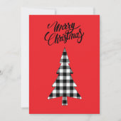 ビンテージ ファームハウス ブラック ホワイト バッファロー チェック ツリー シーズンカード (正面)