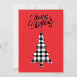 ビンテージ ファームハウス ブラック ホワイト バッファロー チェック ツリー シーズンカード