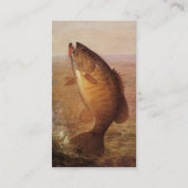ビンテージ フィッシング、ラインから飛び跳ねるスモールマウスバス 名刺 (裏面)