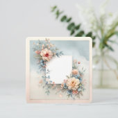 ビンテージ フラワーフレーム ロマンチックな背景 招待状 (スタンド正面)