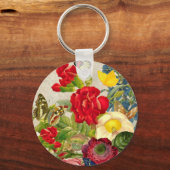 ビンテージ フラワーブーケ 蝶 キーホルダー (正面)