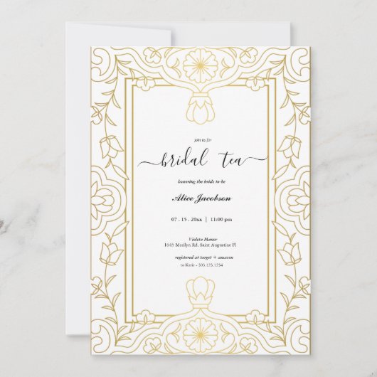 ビンテージ フラワーレジデンシー ウェディング シャワー 招待状 (正面)