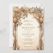 ビンテージ フラワー アーバー インテリア ランプ ムスリム ウェディング 招待状 (正面)