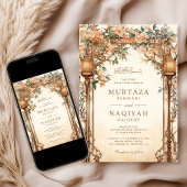 ビンテージ フラワー アーバー インテリア ランプ ムスリム ウェディング 招待状