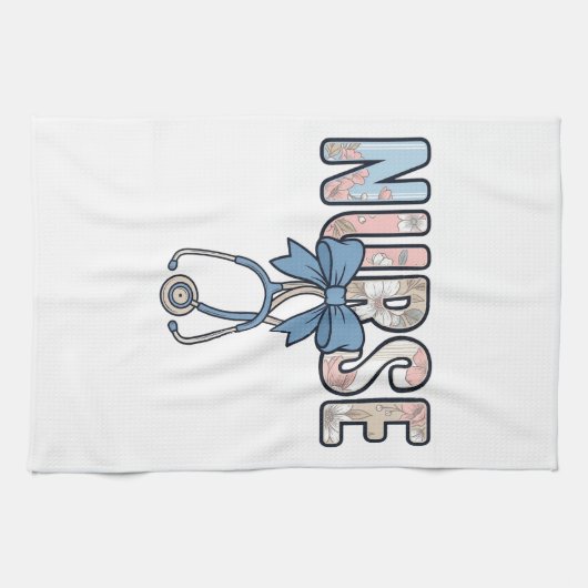 ビンテージ フラワー ナースボウ 聴診器 キッチンタオル (横)