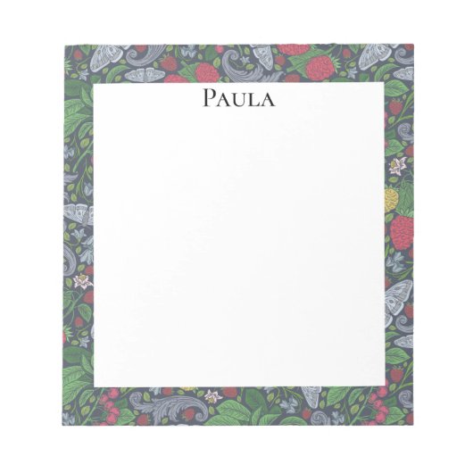 ビンテージ フラワー バタフライ マリーゴールド カーネーション ノートパッド (正面)