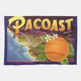ビンテージ フルーツ クレート ラベル アート, Pacoast オレンジ キッチンタオル