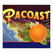 ビンテージ フルーツ クレート ラベル アート, Pacoast オレンジ