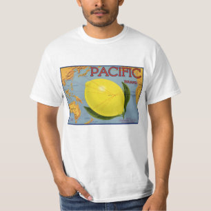 ビンテージ フルーツ 梱包 ラベル アート パシフィック レモン 柑橘類 Tシャツ