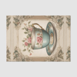 ビンテージ フレンチ カントリー フローラル ティー カップ 薄葉紙