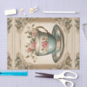 ビンテージ フレンチ カントリー フローラル ティー カップ 薄葉紙 (クラフト)