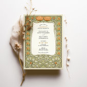 ビンテージ フローラル アートヌーボー ウェディング 招待状