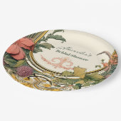 ビンテージ フローラル アートヌーボー ブライダルシャワー ペーパープレート (アングル)