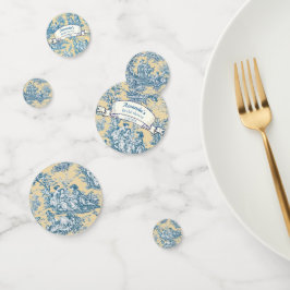 ビンテージ フローラル イエロー ターコイズ トワル ド ジュイ コンフェッティ