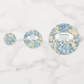 ビンテージ フローラル イエロー ターコイズ トワル ド ジュイ コンフェッティ (正面)