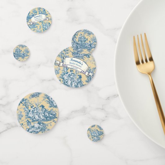 ビンテージ フローラル イエロー ターコイズ トワル ド ジュイ コンフェッティ (グループ)