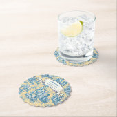 ビンテージ フローラル イエロー ターコイズ トワル ド ジュイ ペーパーコースター (インサイチュ)