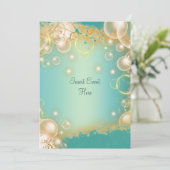 ビンテージ フローラル パール エレガント ウェディング 招待状 (スタンド正面)