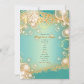 ビンテージ フローラル パール エレガント ウェディング 招待状 (裏面)