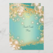 ビンテージ フローラル パール エレガント ウェディング 招待状 (正面/裏面)