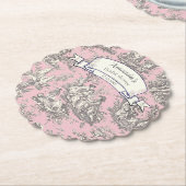 ビンテージ フローラル ピンク グレー トワール ド ジュイ ペーパーコースター (アングル)