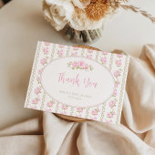 ビンテージ フローラル ピンク ローズ サンキューカード
