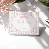 ビンテージ フローラル ピンク ローズ サンキューカード