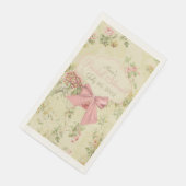 ビンテージ フローラル ピーチ ブライダル シャワー ゲスト タオル (コーナー)