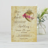 ビンテージ フローラル ミラグロ ハート メキシカン ウェディング 招待状 (スタンド正面)