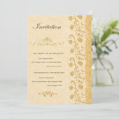 ビンテージ フローラル 招待状 エレガント ゴールド 招待状 (スタンド正面)