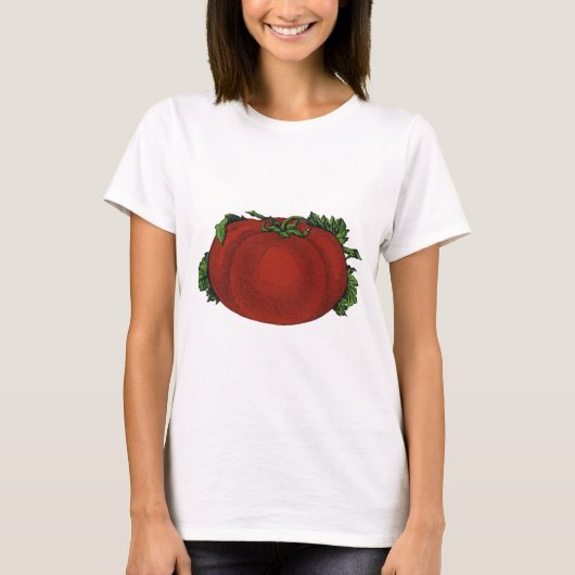 ビンテージ フード, 熟したトマト, 野菜と果物 Tシャツ (正面)