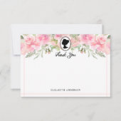 ビンテージ ブッシュピンク フローラル リージェンシー ブライダル シャワー サンキューカード (正面)
