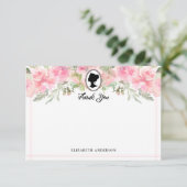ビンテージ ブッシュピンク フローラル リージェンシー ブライダル シャワー サンキューカード (スタンド正面)