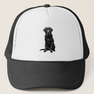 ビンテージ ブラックラブラドールレトリバー犬の肖像画イラスト キャップ