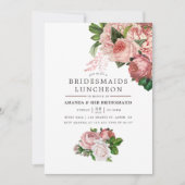 ビンテージ ブラッシュとバーガンディのブライズメイドのランチ会 招待状 (正面)