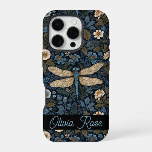 ビンテージ ブルーのトンボ iPhoneケース (裏面)