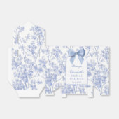 ビンテージ ブルー ボウ フラワーブライダルシャワー フェイバーボックス (折り畳みなし)