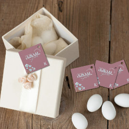 ビンテージ ブルー 水彩 フラワーブライダルシャワー フェイバータグ