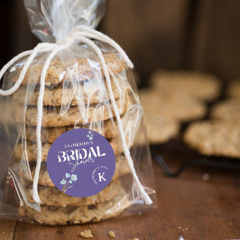 ビンテージ ブルー 水彩 フラワーブライダルシャワー ラウンドシール