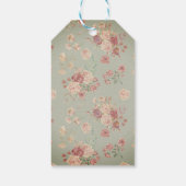 ビンテージ ブルー 花柄 鳥 コラージュ スクラップブック ギフトタグ (裏面)